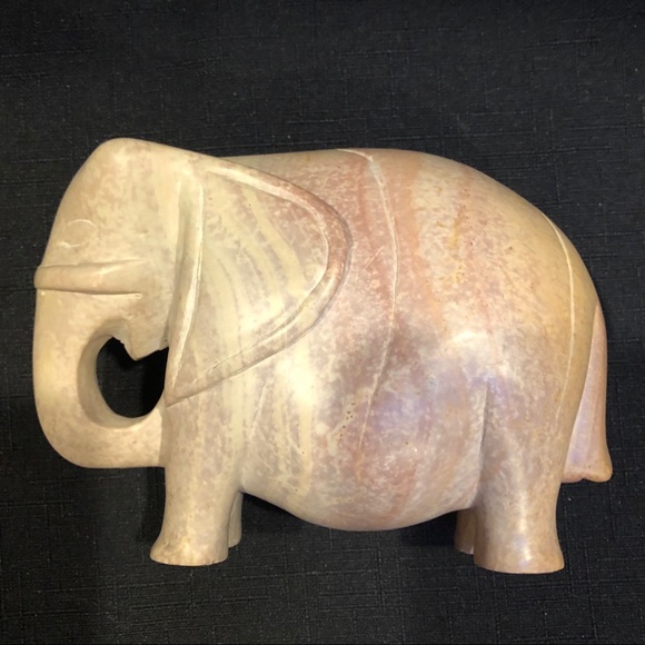 Marble Carved Small ElephantVarious pinks 3 pounds